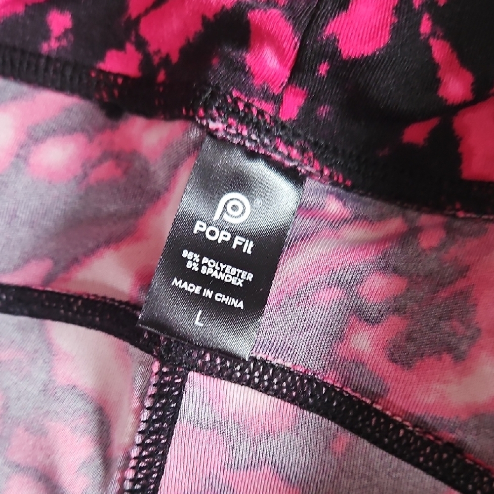 POP Fit Vibrant Pink and Black Patterned Leggings - Picture 3 of 4